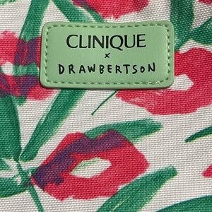 Clinique x Drawbertson Floral Cosmetic Pouch in Green, Pink and Purple